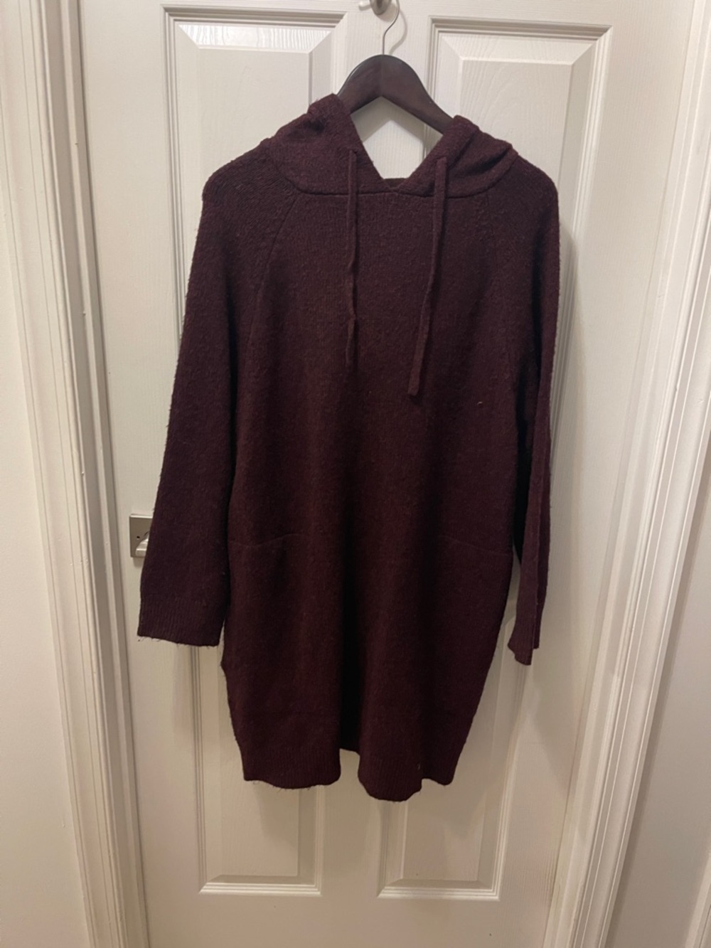 Cozy Hooded Knit Dress in Deep Burgundy NWOT